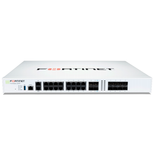 FortiGate 200F Series - Firewall Corporativo de Ponta FortiGate 200F firewall de rack corporativo com 30 portas incluindo 4 portas 10GE SFP+ para data centers