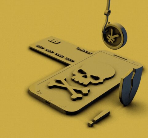 imagem ilustrativa de um celular e cartão de crédito representando perigo e roubo de dados